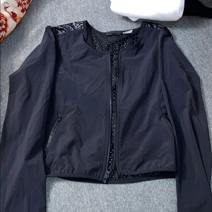 Windbreaker jacket with see-through backing